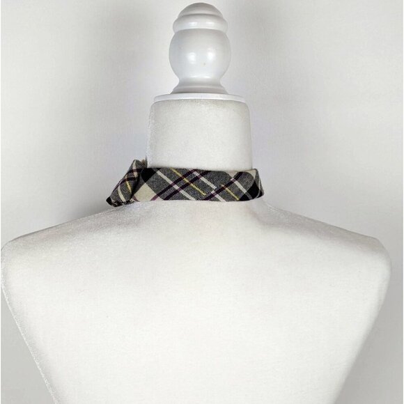 Cream Tartan Ascot for Women - Casual Women's Tie - Unique Scarf - Picture 5 of 8